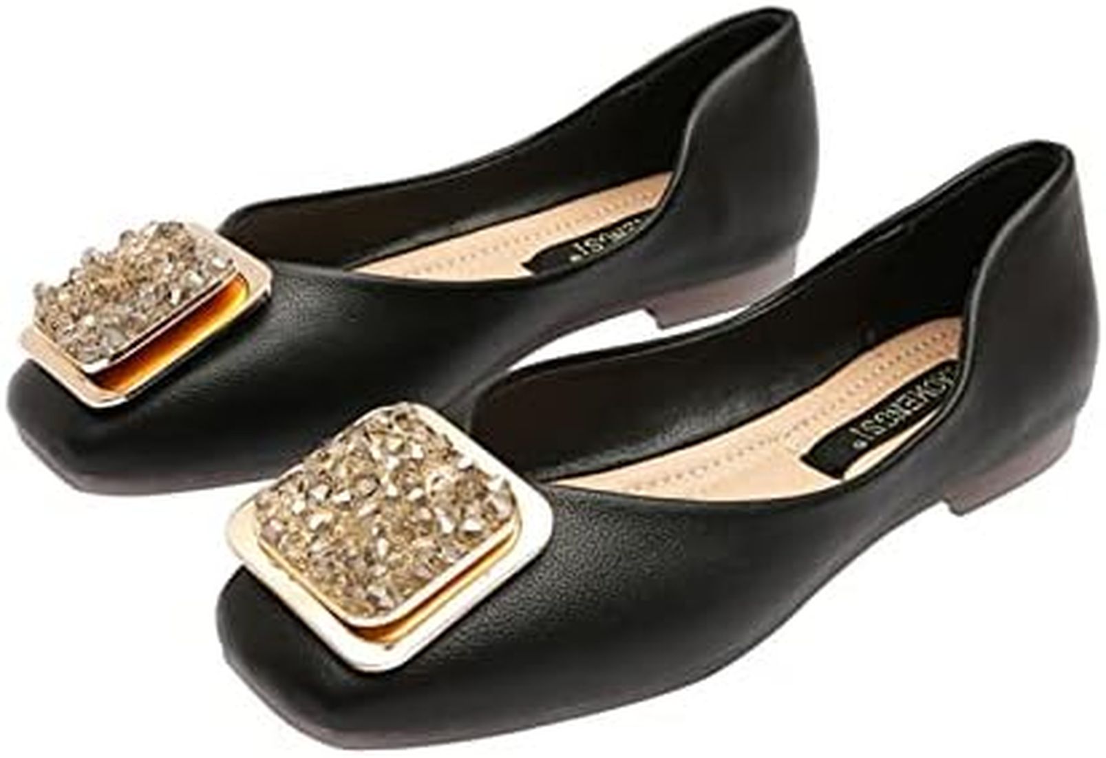 パンプス フラットシューズ スクエアトゥ ローヒール レディース おしゃれ 美脚 スリッポン カジュアル 通勤 デート 旅行 滑り止め 履きやすい 疲れない 大きいサイズ 3色展開