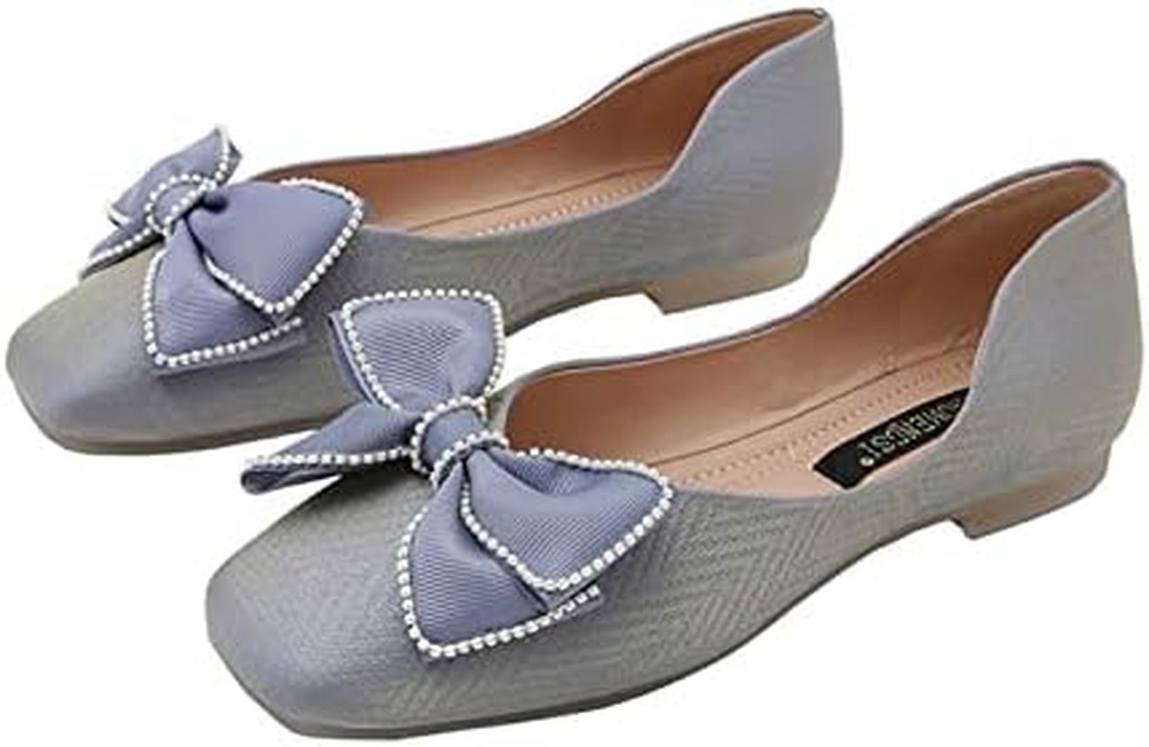 パンプス フラットシューズ 蝶結び レディース 春秋 おしゃれ ブルー ベージュ 美脚 スクエアトゥ ローヒール 滑り止め 履きやすい 疲れない 快適 大きいサイズ お呼ばれ 結婚式 デート フラット
