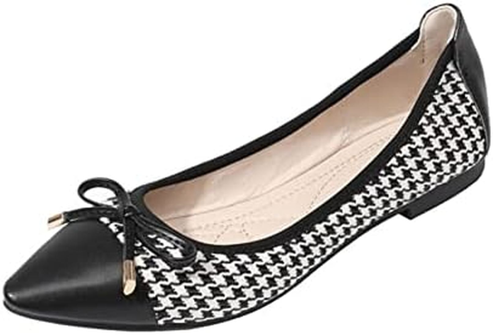 パンプス フラット ローヒール レディース ぺたんこ ポインテッドトゥ 靴 大きいサイズ 小さいサイズ 走れるフラットシューズ 低反発 痛くない オシャレ バレエシューズ リボンチェック 女子会 通勤