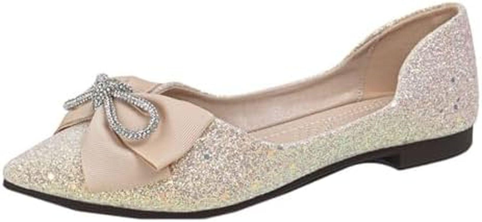 パンプス レディース ポインテッドトゥ フラット ペタンコ ラメ 美脚 フラットシューズ 痛くない フォーマル ウェディングシューズ 軽量 ローヒール 入園式 二次会 参観日 キラキラ バレエパーティ