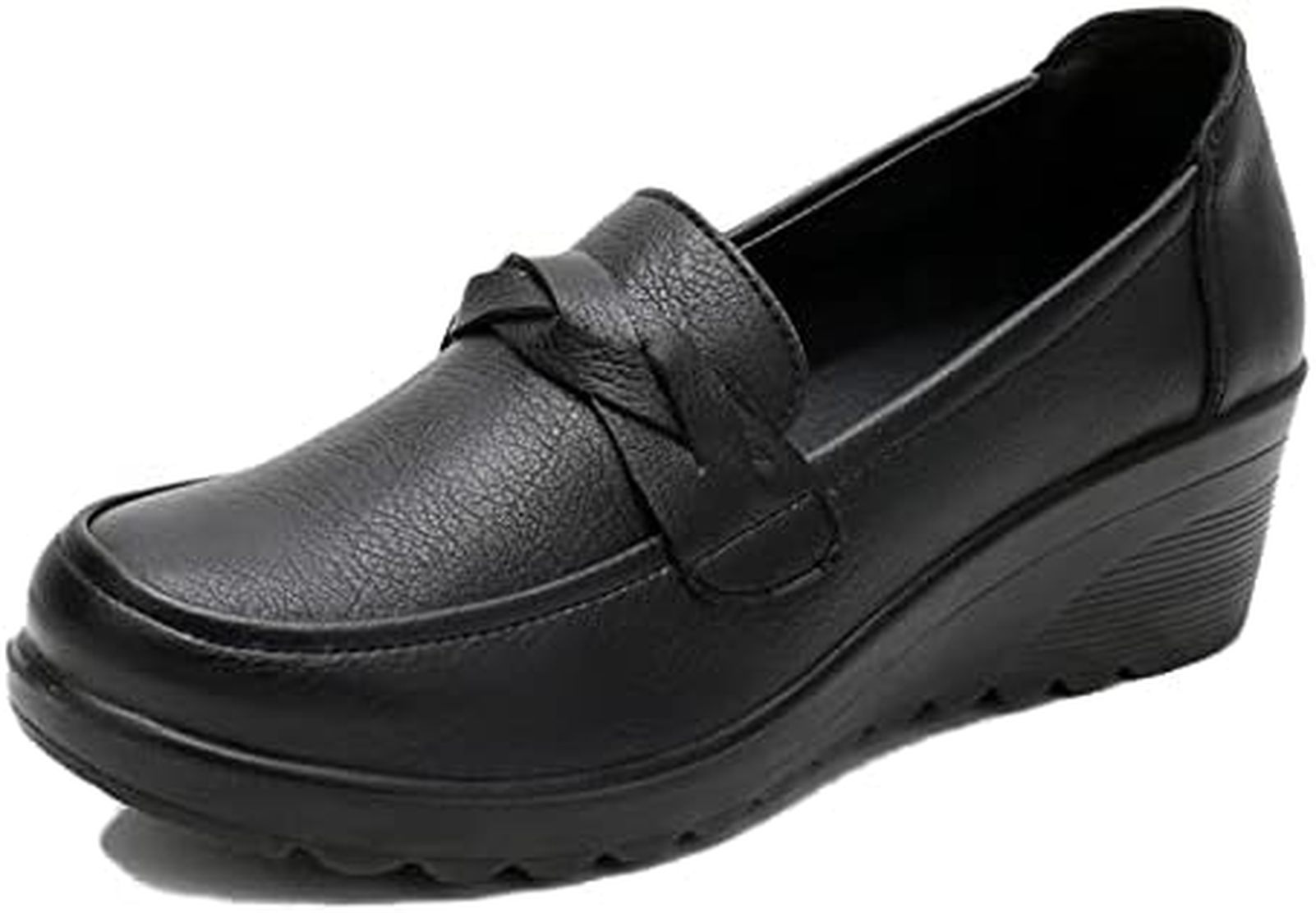 走れる パンプス ウェッジソール 厚底 レディース ラウンドトゥ モカシン 歩きやすい 大きいサイズ ス..