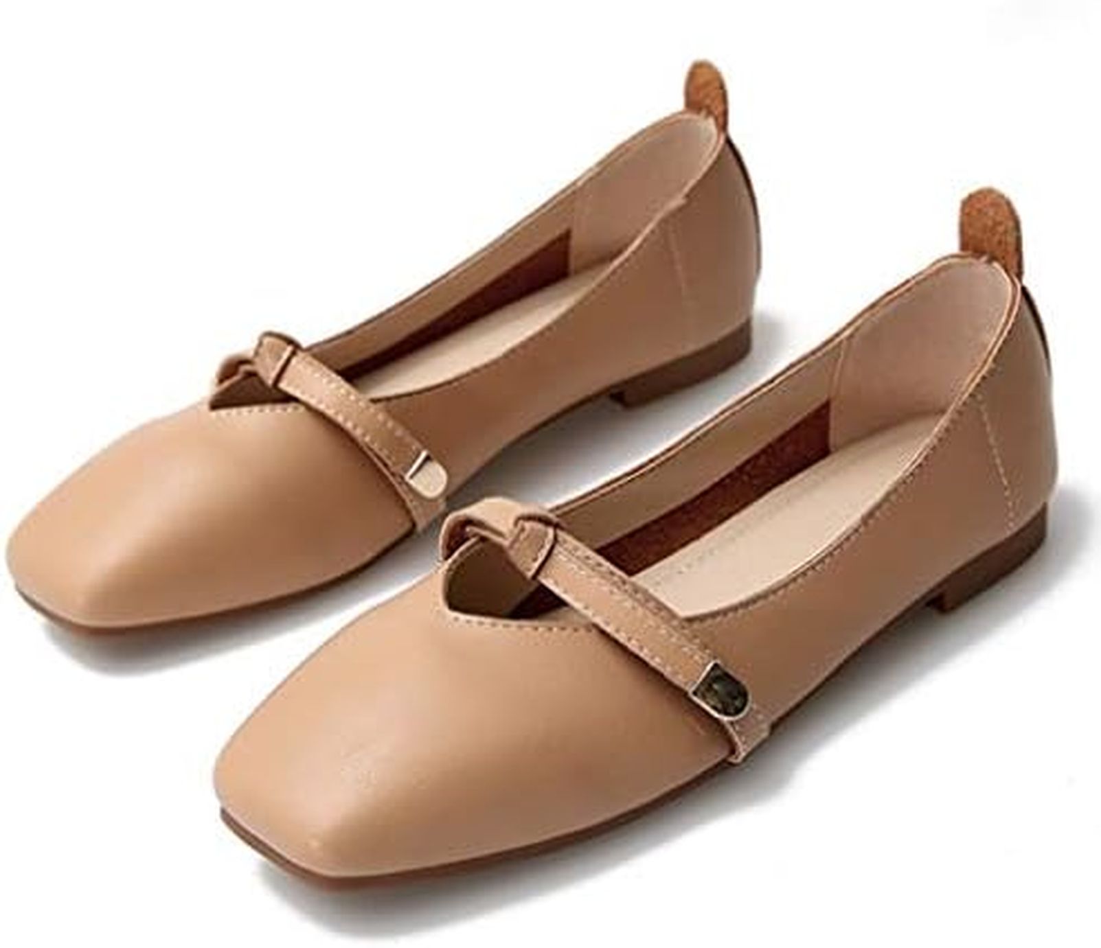 スクエアトゥ パンプス ぺたんこ スリッポン ベルト付き 軽量 ドライビングシューズ カジュアル 甲浅 美脚 フラットパンプス 大きいサイズ 幅広 痛くない 滑り止め 立ち仕事 お出かけ 屈曲性 疲れ