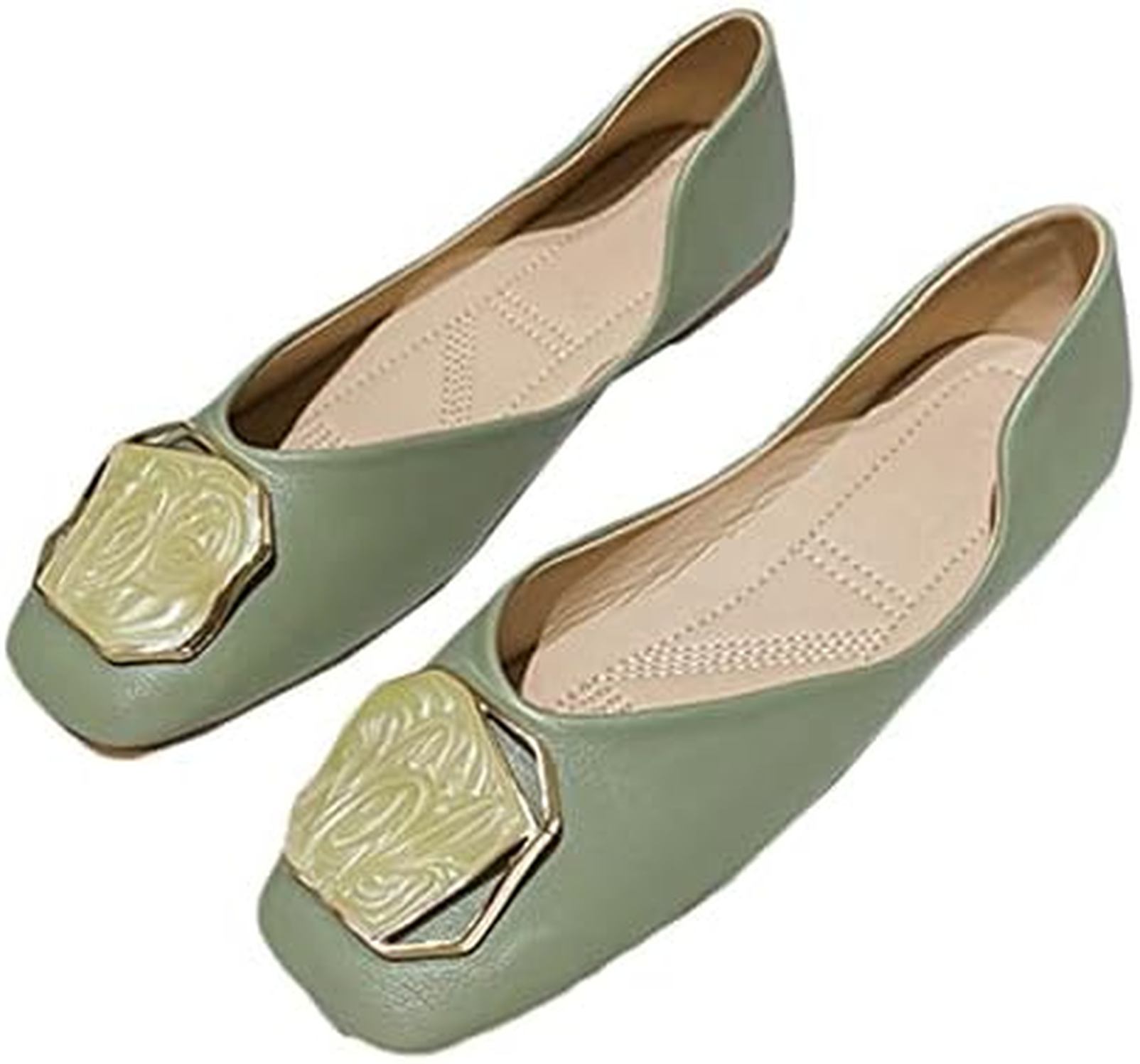 レディース パンプス バックル Vカット スクエアトゥ ローヒール フラットシューズ ぺたんこ バレエシューズ 柔らかい 歩きやすい カジュアル フォーマル 通勤 防滑 オフィス 痛くない おしゃれ