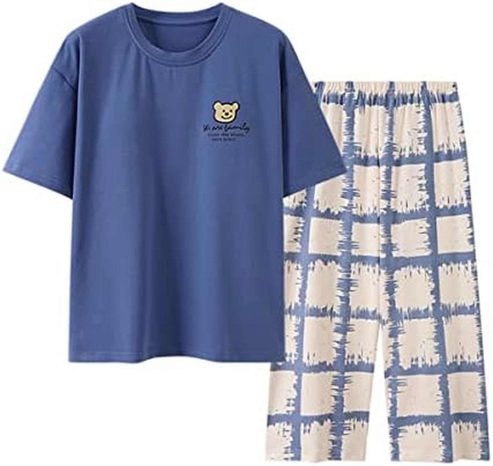 パジャマ レディース カップ付き 夏 半袖 綿 かわいい 部屋着 ルームウェア 上下セット 大きいサイズ ..