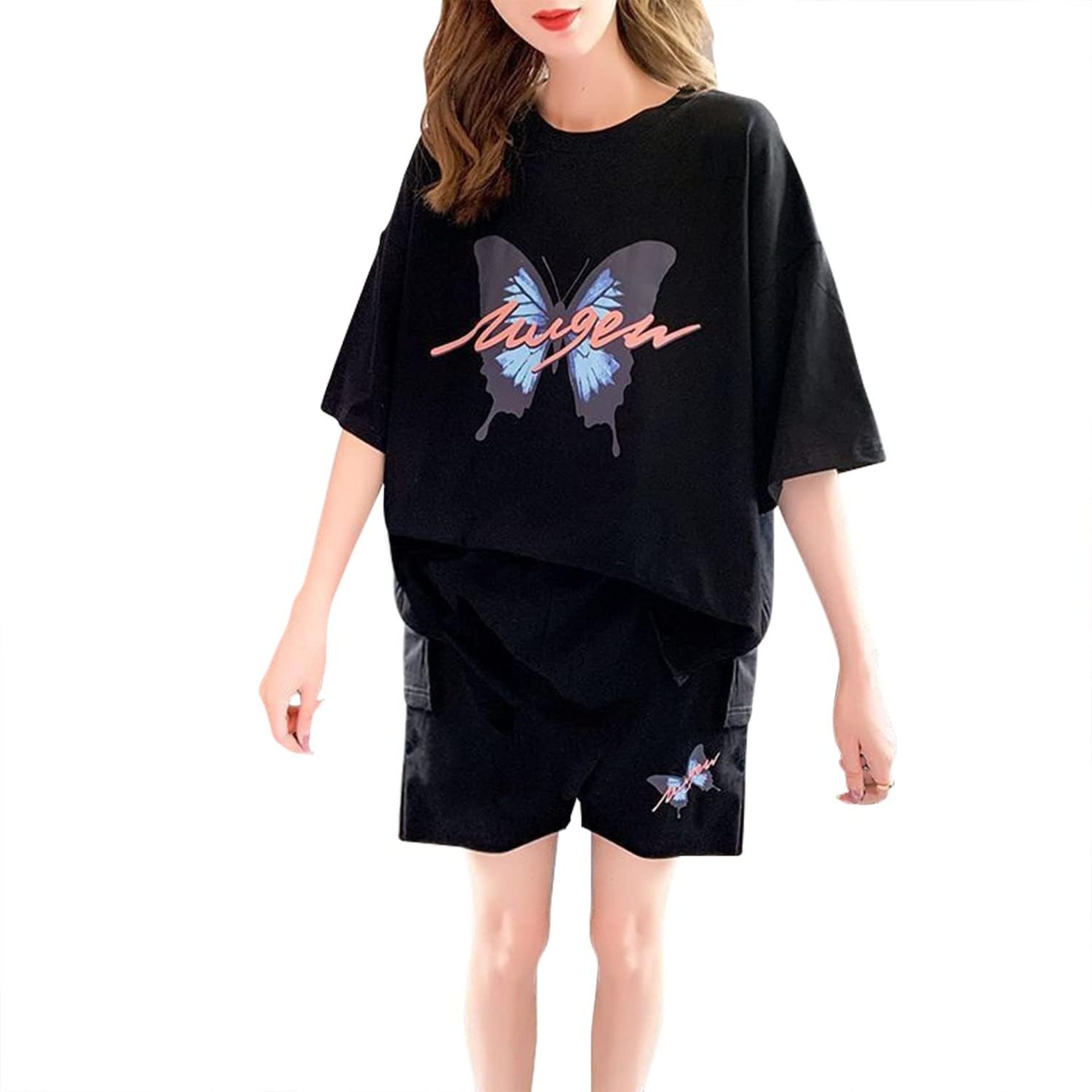 レディース トレーナー 半袖 ゆったり プルオーバー 便利服 上下セット クルーネック スポーツ トレー..