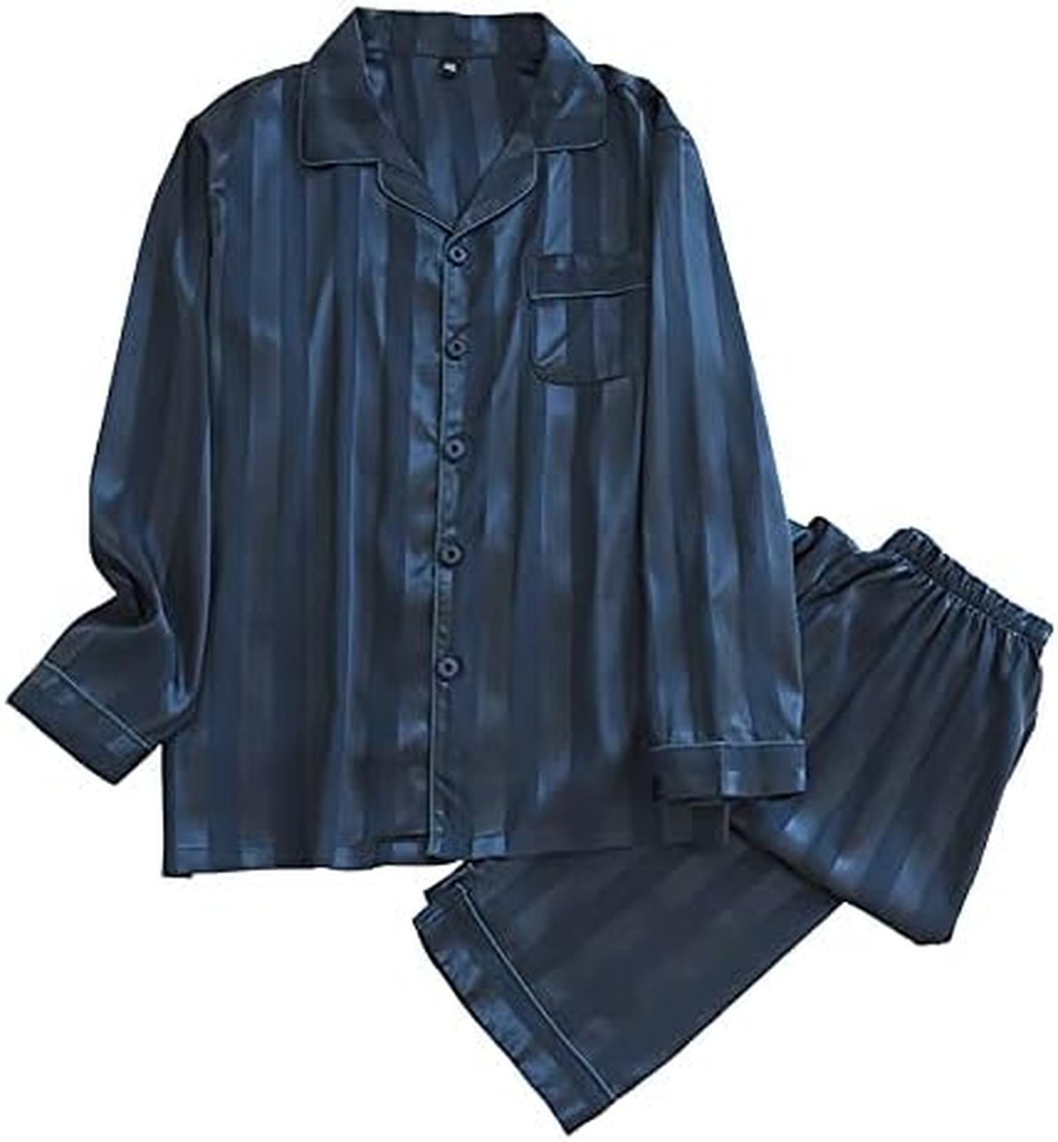 パジャマ レディース メンズ 上下セット 長袖 シルク シンプル ストライプ 寝間着 前開き クラシック ..