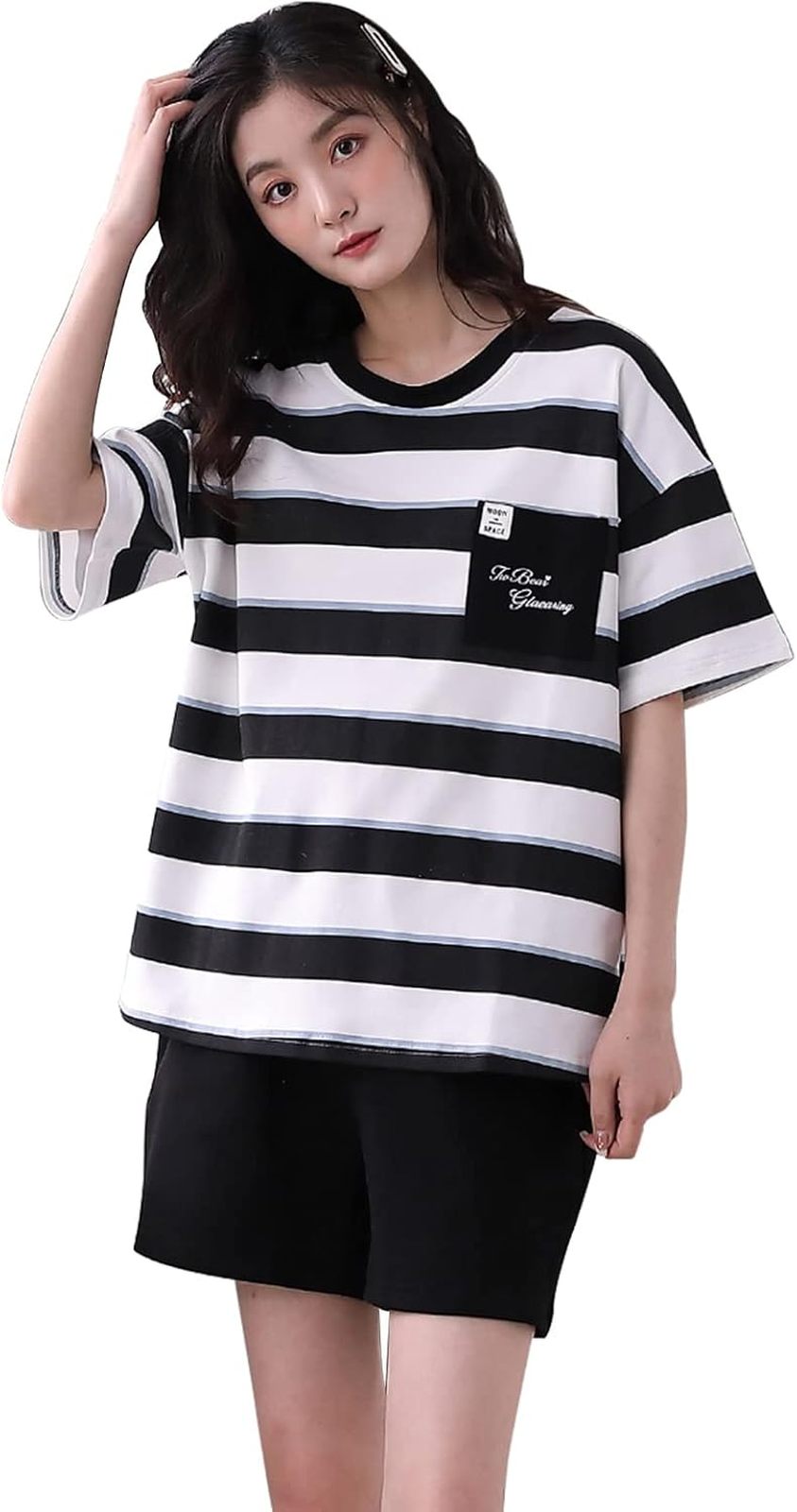 ルームウェア パジャマ レディース 上下セット ゆったり 部屋着 半袖 薄手 夏 綿 丸首 プルオーバー 柔らか 吸汗 カジュアル 肌触りがいい 通気 寝間着