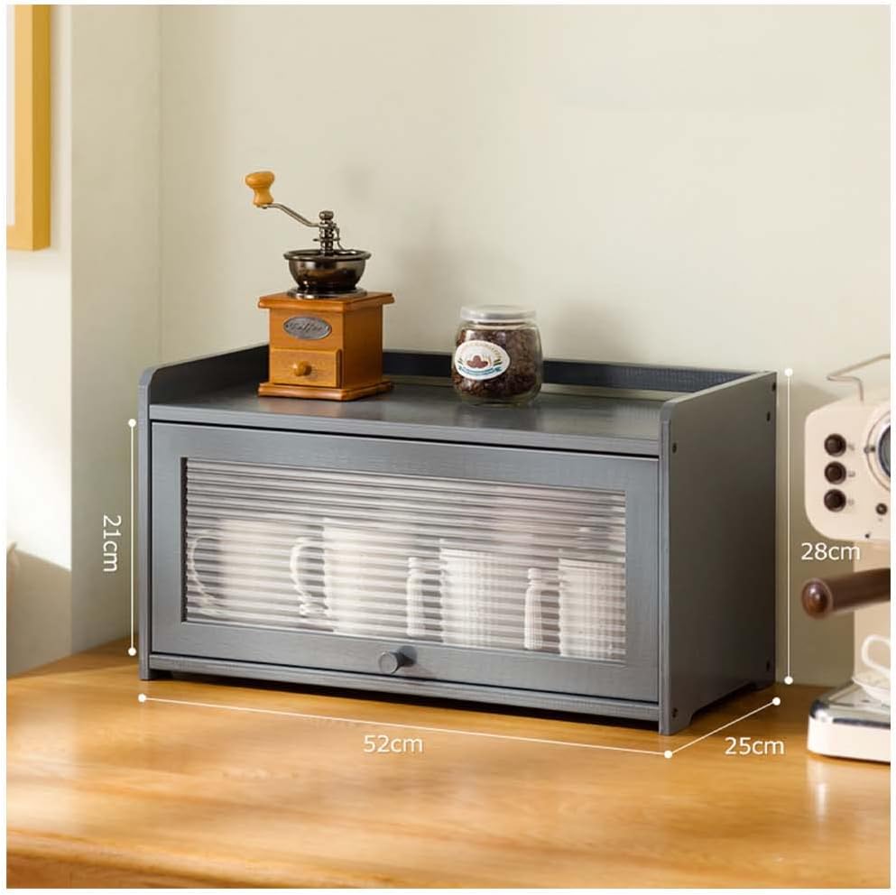 食器棚 キッチン収納 キッチンカウンター 竹製 キッチン 食器 キッチンキャビネット 小型 2段 ガラス扉..