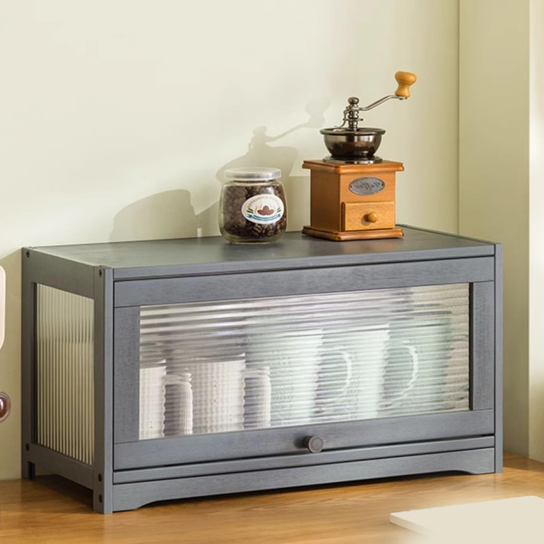 収納キャビネット ミニ スタイル4 42*25*27cm 食器棚 小さい 木製 無垢材 卓上用 床置き キッチンキャビネット カップボード キッチン収納 家庭用 カウンター収納 カップホルダー 卓上キ