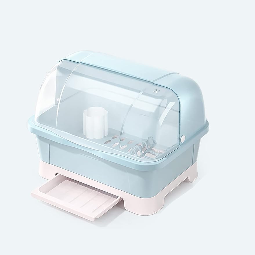 防塵 防汚 取り外し可能 食器収納ボックス プレート 蓋付き キッチンラック 水切りラック タテ置き 多..