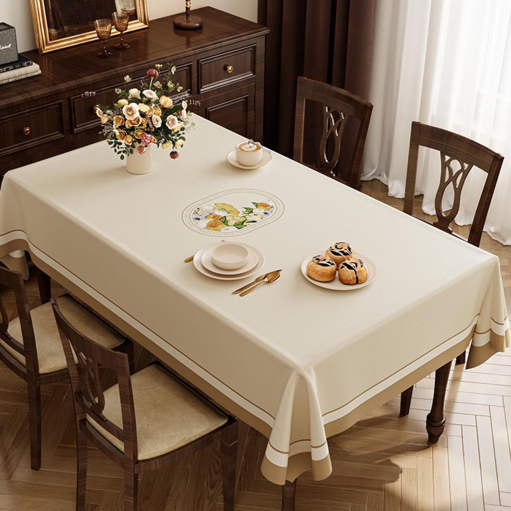 テーブルカバー 北欧 花柄 テーブルクロス はっ水 撥水加工 テーブルクロス 防水 耐熱 汚れ防止 手入れ簡単 インテリア用品 多用途 長方形 正方形 新築祝い テーブルマット シンプルデザイン マル