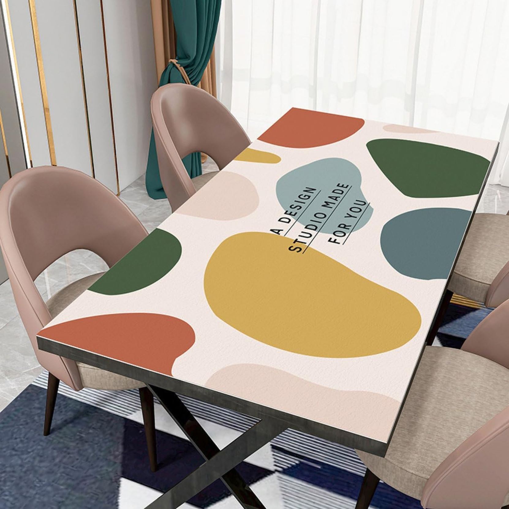 テーブルクロス PUレザー テーブルマット 幾何学柄 北欧風 おしゃれ 長方形 四季通用 お手入れ簡単 耐久 汚れ防止 防水?防油?耐久?耐熱 キッチン コーヒーテーブルクロス 正方形 家庭用 オフィ