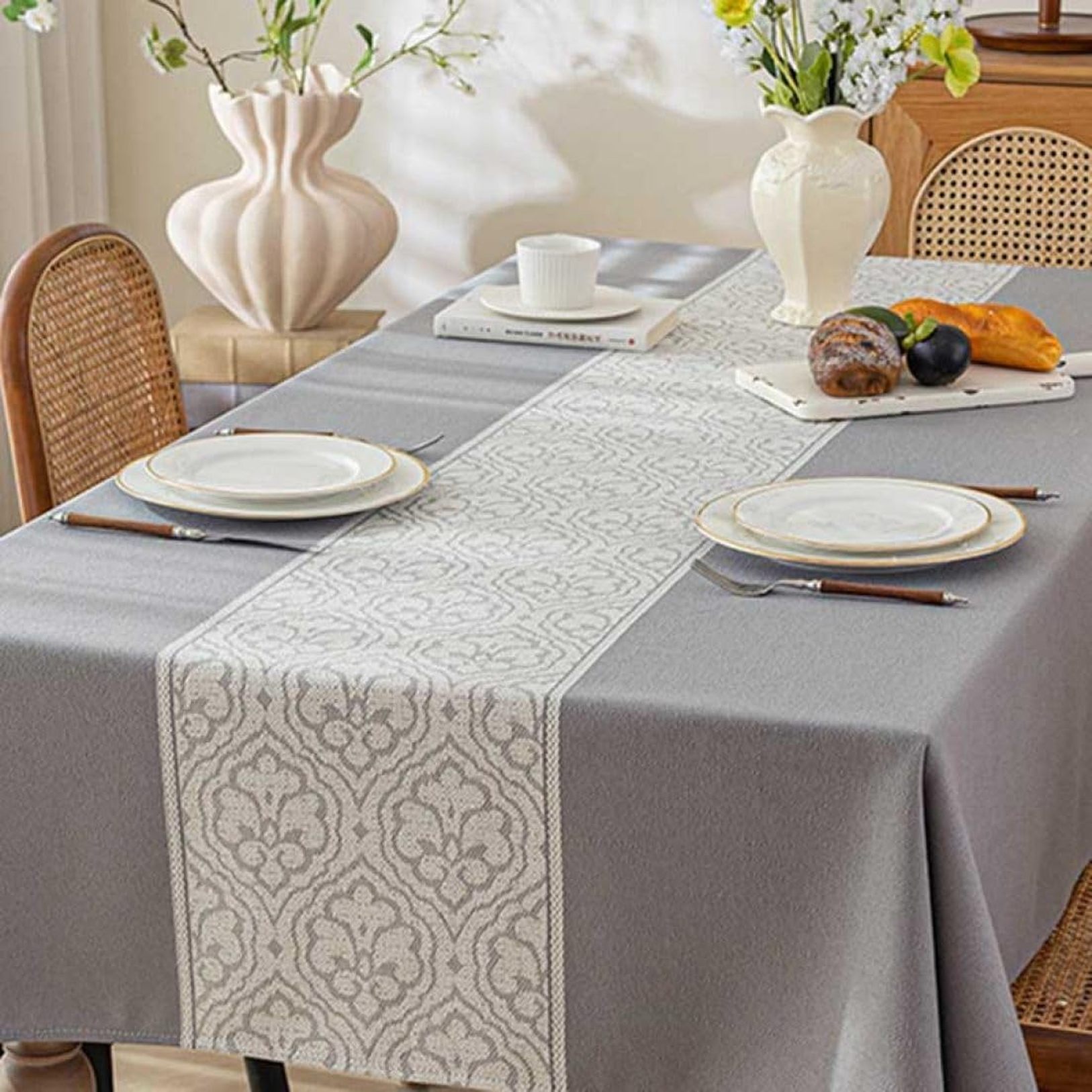 テーブルクロス 撥水 おしゃれ 北欧風 花柄 幾何学 綿麻生地 北欧テーブルマット 滑り止め 食卓デスクマット ダイニングテーブルマット 撥油 耐熱 傷防止 食卓カバー 汚れ防止 オフィス 家庭用 パ