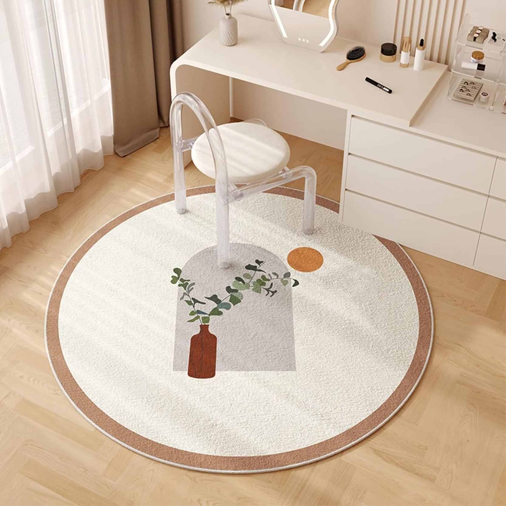 チェアマット ゲーミングチェアマット ゲーミング円形 床保護 フロアマット モダン 大判 足元マット デスク無味無臭 お手入れ簡単 洗える カット自由 在宅勤務 フローリング 幅広使える