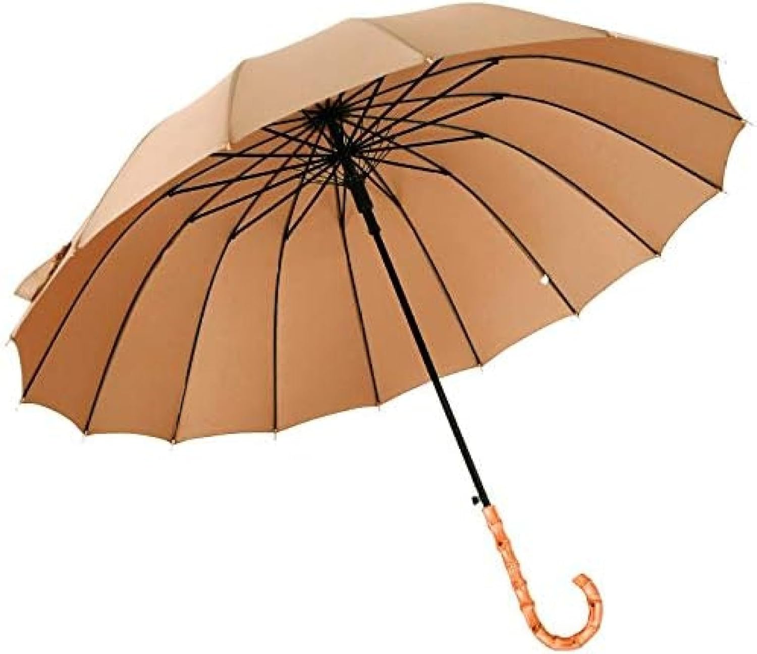 レディース 長傘 メンズ 16本骨 バンブーハンドル 竹手 着物 浴衣 にぴったり 高強度グラスファイバー 無地 撥水性 耐風性 耐風傘 男女兼用 梅雨対策 晴雨兼用 防雪