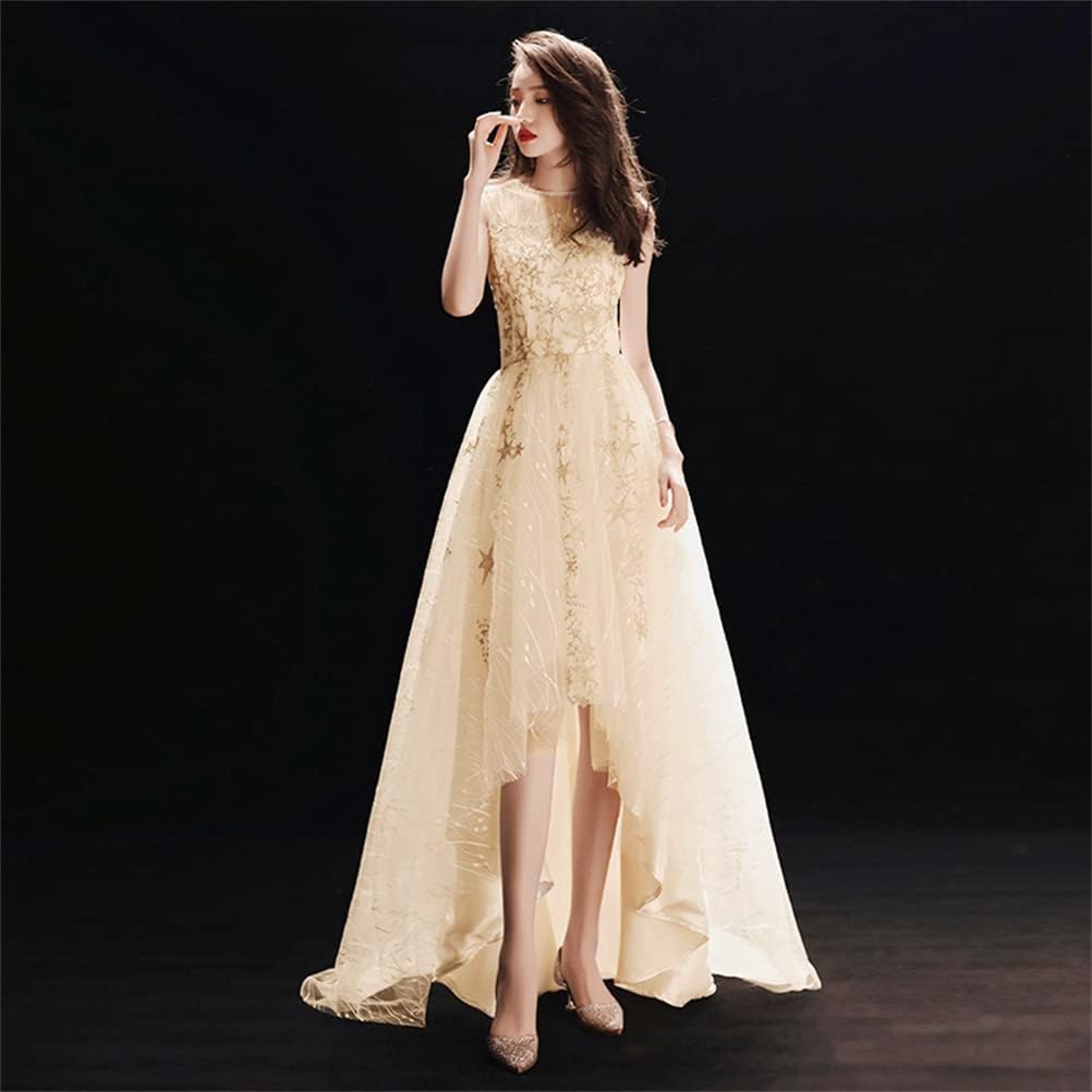 レディース パーティードレス ドレス イブニングドレス ロングドレス 宴会ドレス チュールドレス フォーマルワンピース 星柄 クルーネック エレガント フォーマル 演奏会 パーティー ホスト 卒業式