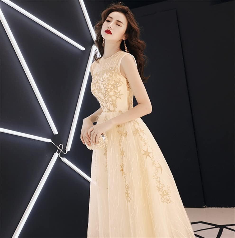 レディース パーティードレス ドレス イブニングドレス ロングドレス 宴会ドレス チュールドレス フォーマルワンピース 星柄 クルーネック エレガント フォーマル 演奏会 パーティー ホスト 卒業式