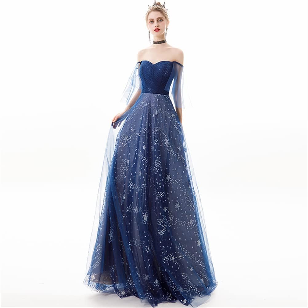 Allegra K オフィスブラウス 長袖 vネック 無地 プリーツ ベルト付き レディース ディープブルー S