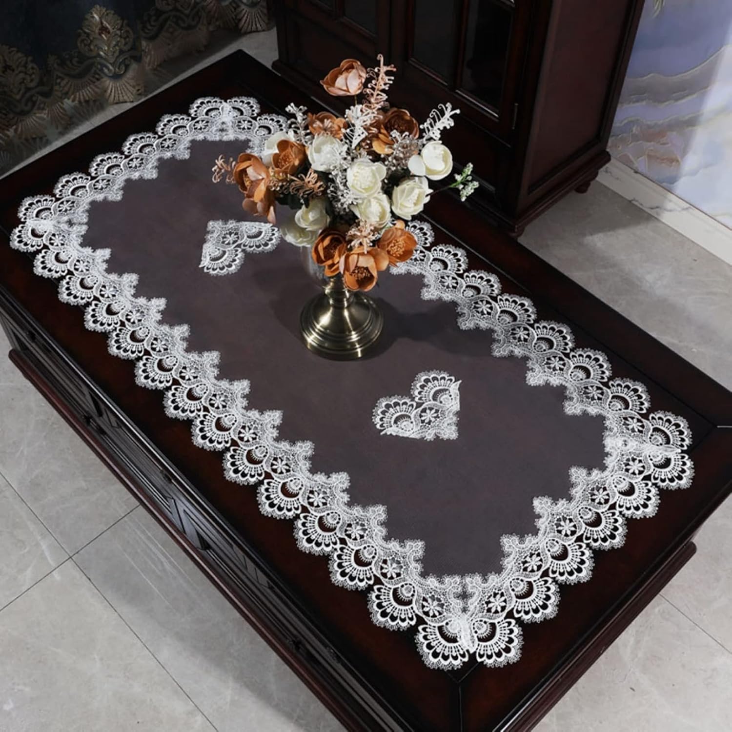 テーブルランナー テーブルフラグ 食卓カバー 白 レースフラワー刺繍テーブルランナー センター おしゃれ モダン ヨーロッパ風 断熱 ズレ防止 お家用 レストラ...