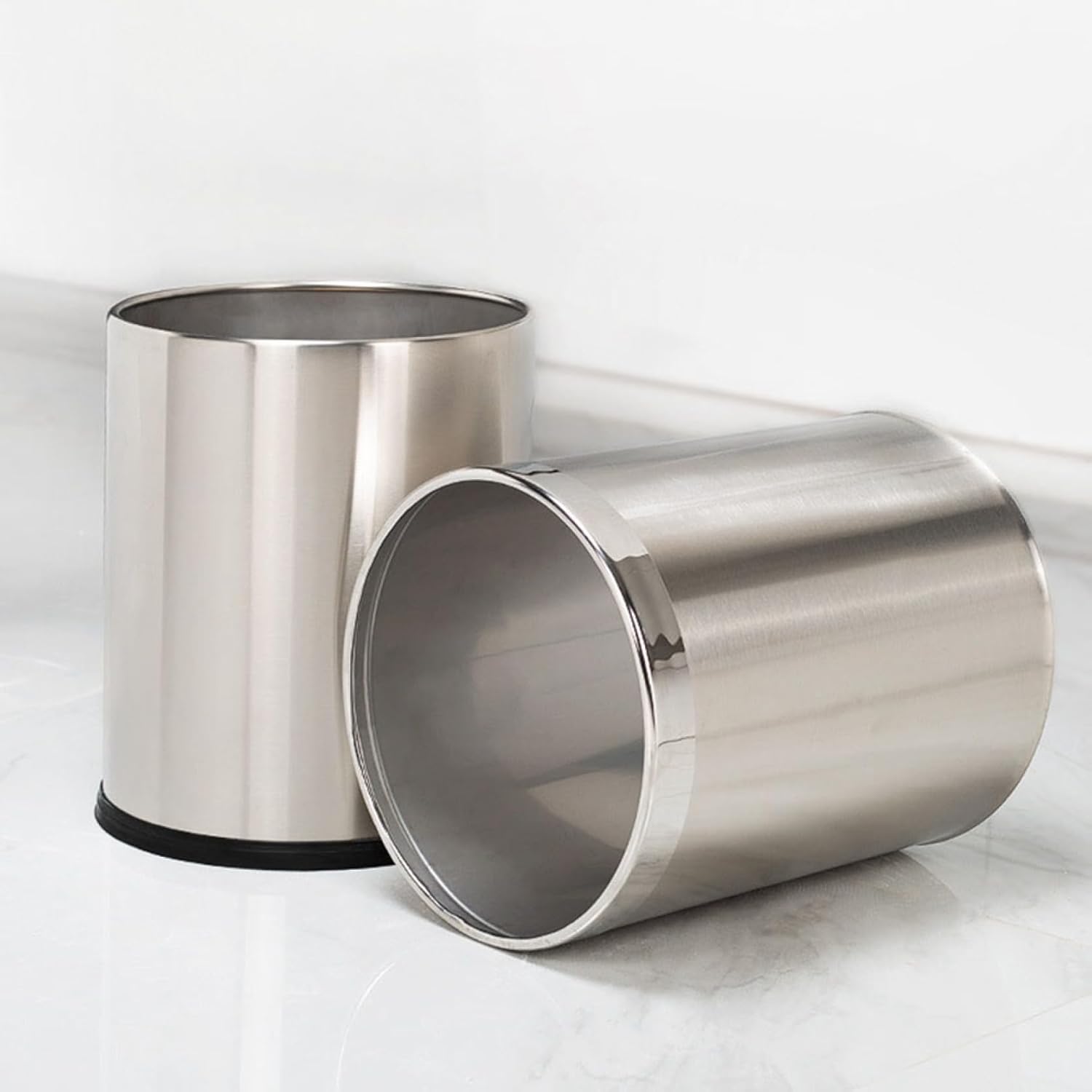 ゴミ箱 フタなし 18L ダストボックス 丸型 ごみ箱 ゴミ袋が見えない スリム おしゃれ シンプル 抗菌 部屋 キッチン リビングルーム トイレ 浴室 オフィス用 スチール [3]