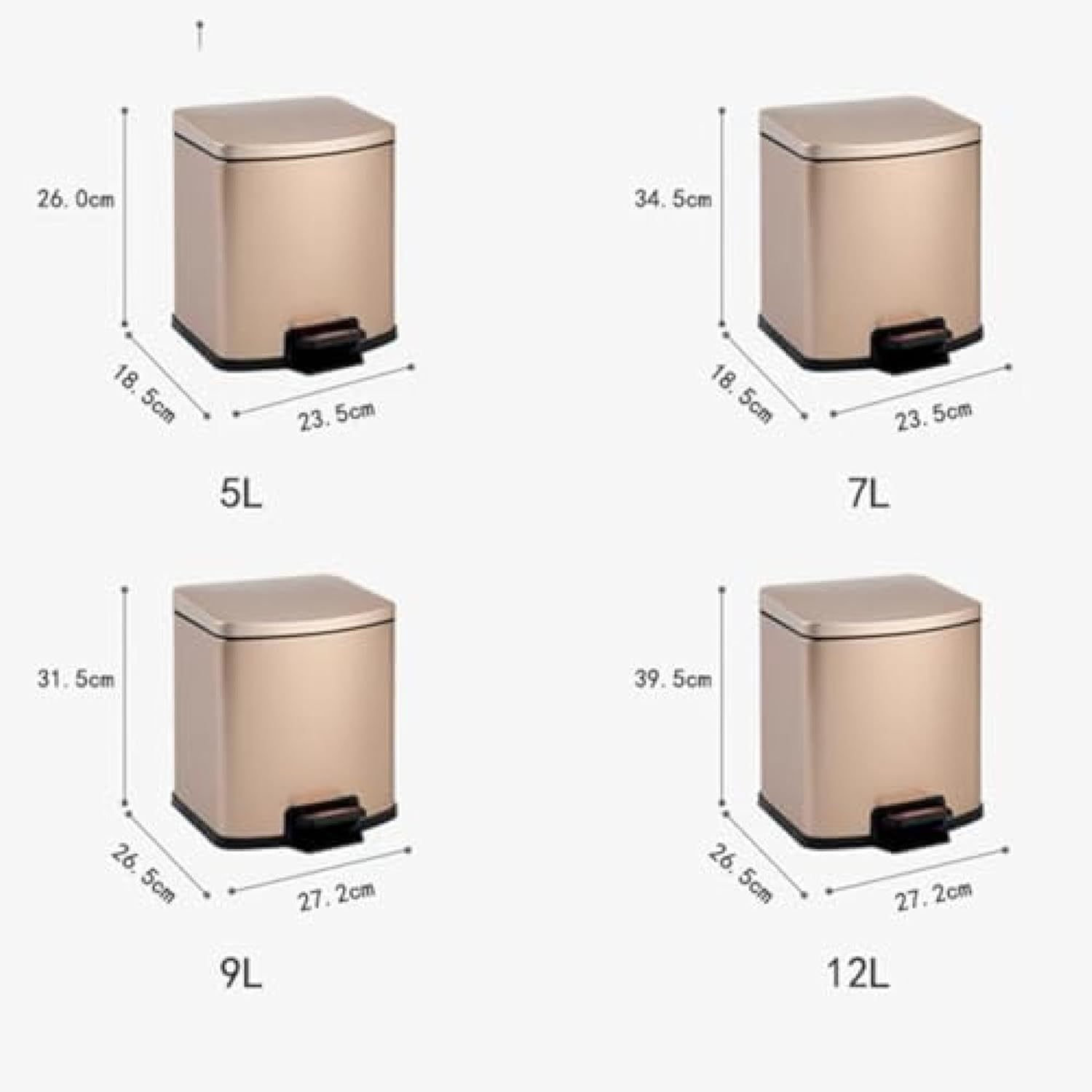 大森麗萱のゴミ箱 ふた付き 7L ダストボックス 角型 ペダル式 ごみ箱 スリム おしゃれ 抗菌 消臭 密閉 音無し 部屋 キッチン 洗面所 トイレ オフィス用 スチール リビングルーム 浴室 シルバーB｜アングル3