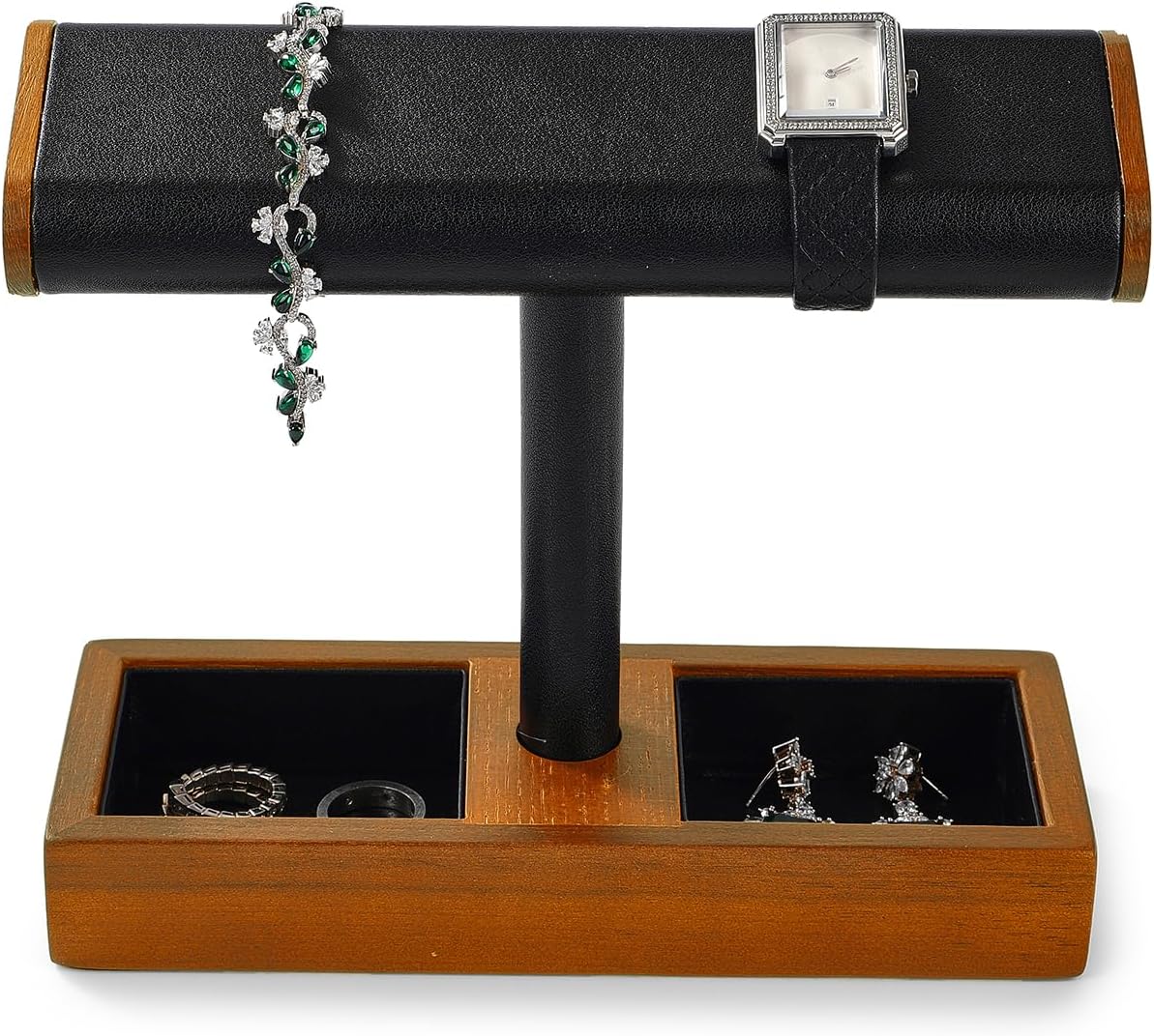 腕時計 スタンド ウォッチスタンド 木製 2~4本用 ディスプレイ 収納 高級 おしゃれ 時計置き台 (ブラック)(2)