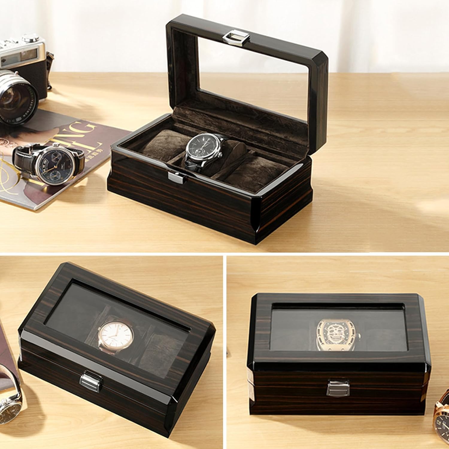 時計ケース 3本 木製 腕時計収納 コレクションケース 腕時計ケース