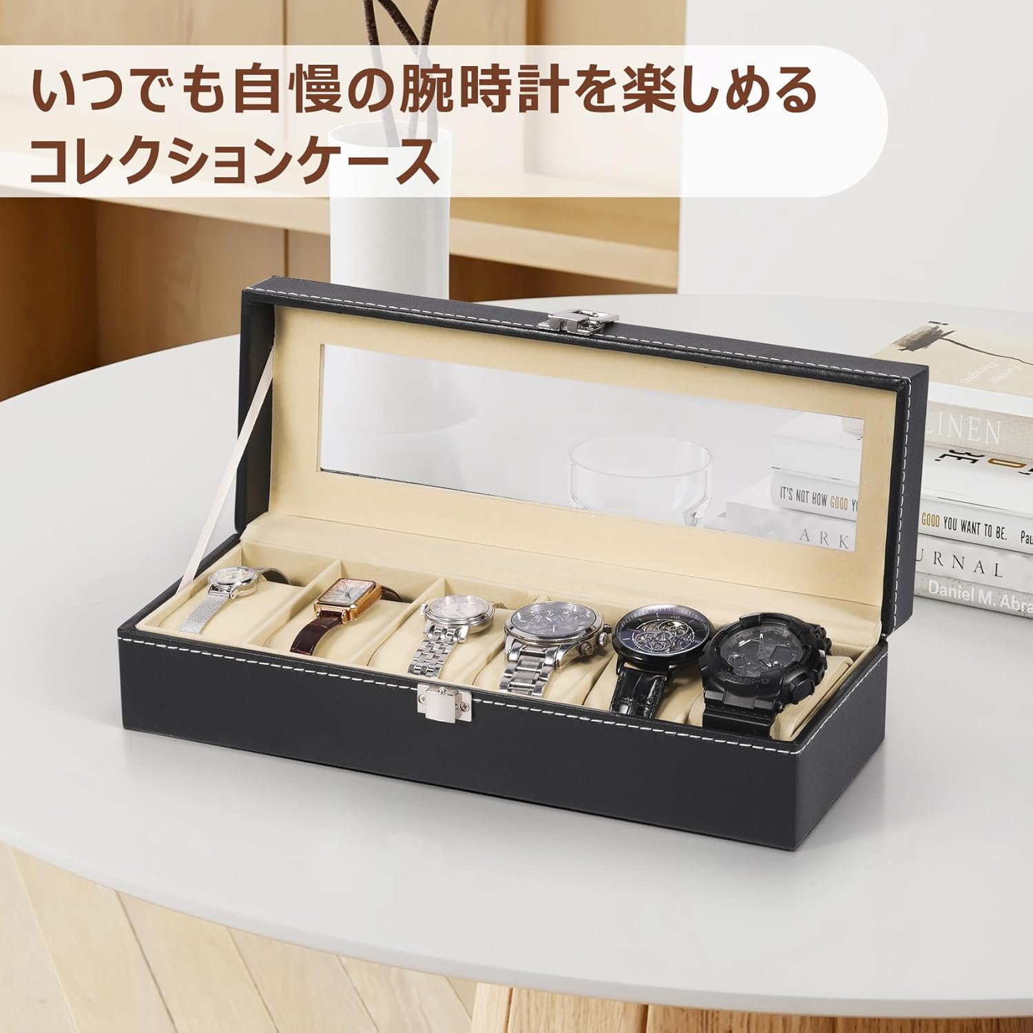 時計ケース 腕時計ケース 6本用 PUレザー 腕時計収納ケース おしゃれ ウォッチボックス 透明窓付き 腕時計コレクションケース 耐衝撃 時計ボックス 高級 腕時計収納ボックス 時計整理 プレゼント