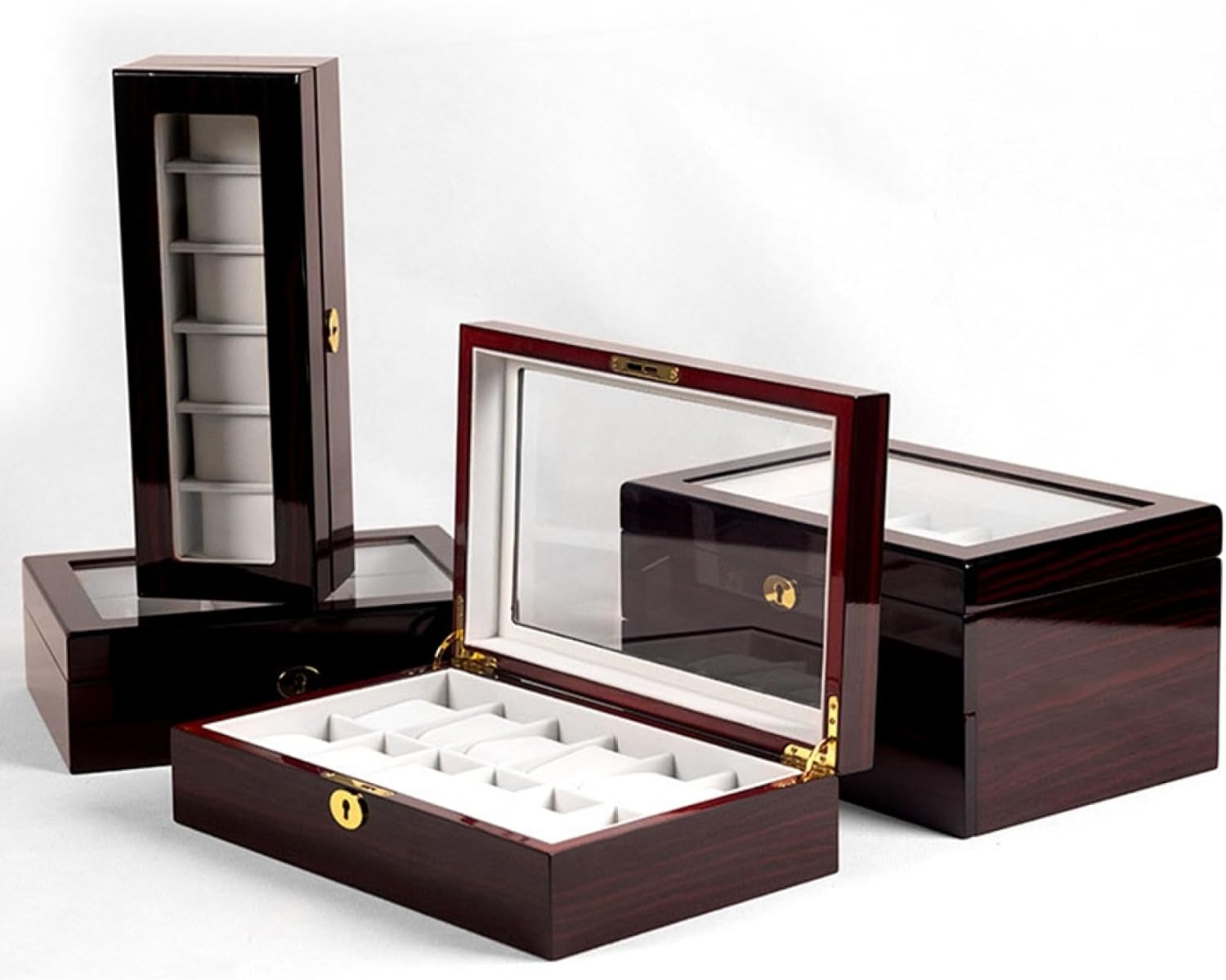 腕時計収納ケース 木製 コレクションケース 時計保管 ウォッチボックス アクセサリー収納 ジュエリーボックス ピアノ塗装 2層 ディスプレイケース プレゼント 母の日 父の日 6本