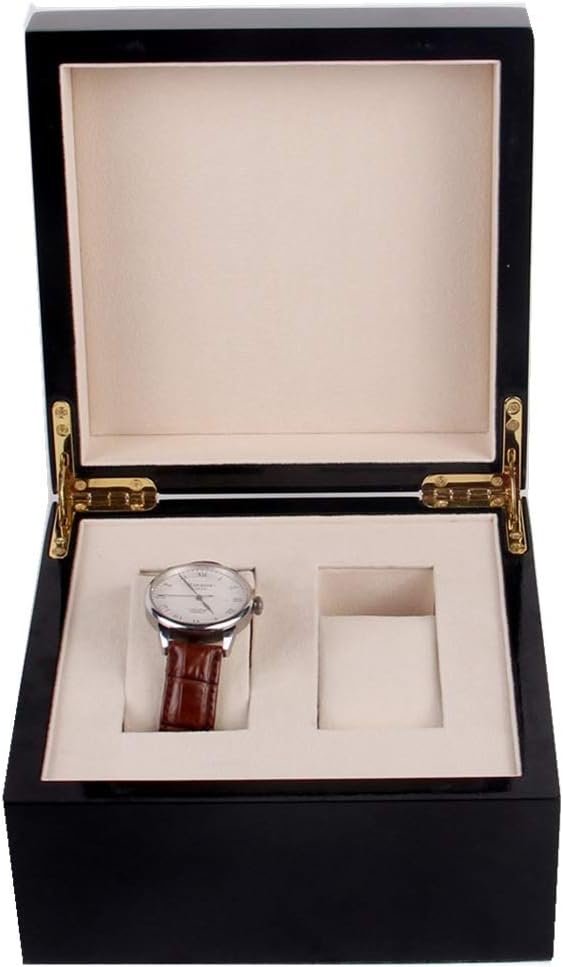 腕時計収納ケース 木製腕時計収納ディスプレイボックス2スロットブラック ウォッチ 収納 観賞用 (Color : Black Size : 18.5*18.5*10.5cm)