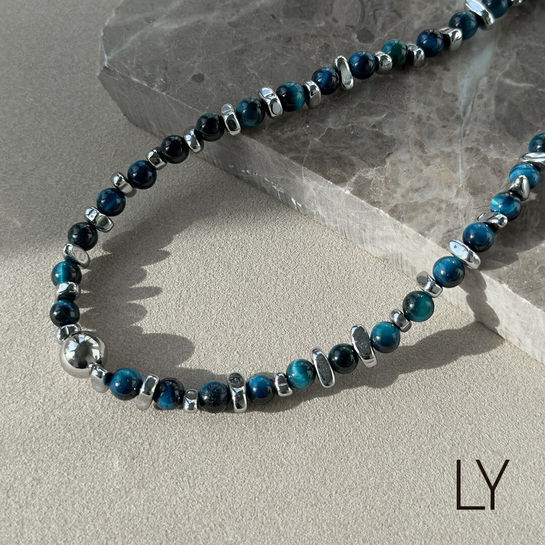 LY/エルワイ ネックレス チェーン メンズ 天然石 パワーストーン ビーズ ステンレス ミックス シンプル ステンレス アクセサリー