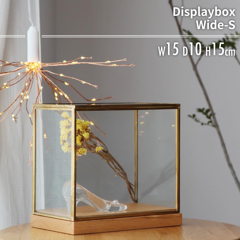 抽選で10,000P&最大200円クーポン全員GET! ガラスケース アンティーク 卓上 レトロ ディスプレイケース ガラス コレクションケース ディスプレイボックス 蓋付き 真鍮 木製 ウッド 北欧 おしゃれ ドライフラワー 時計 アクセサリー ケース ゴールド 金 ワイド S