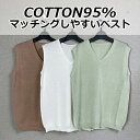 COTTON 袖なし ニット ベスト 3色 どこでも合わせる 普段着 普段 コーデ アイテム 韓国 ファッション