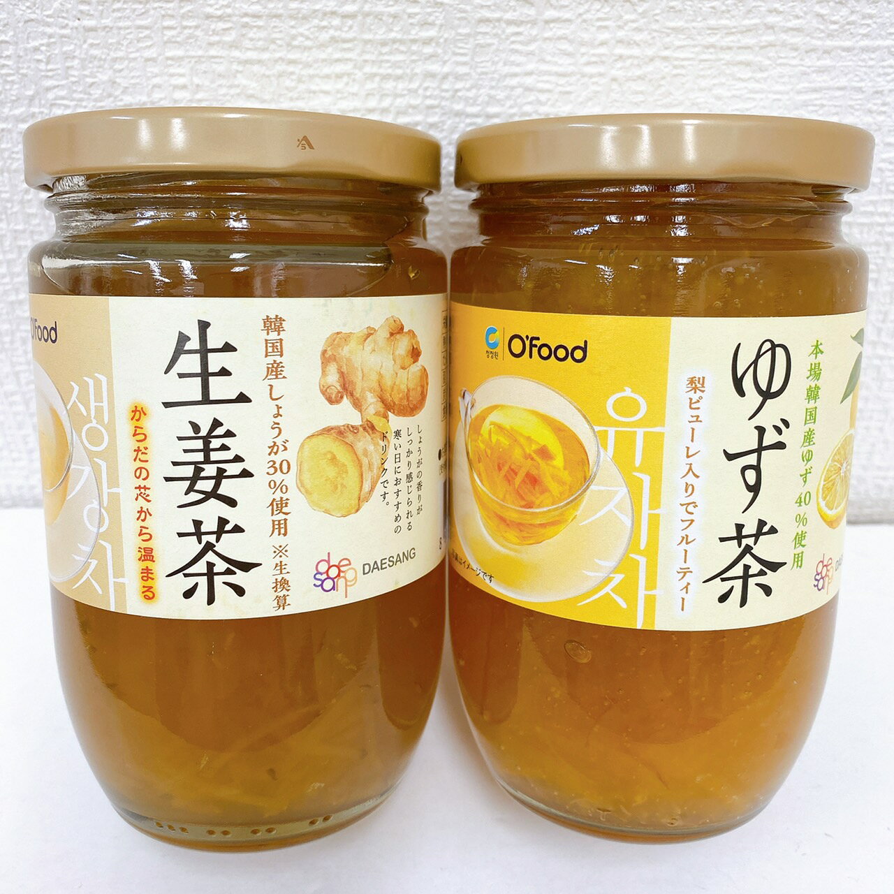 送料無料！O’food 韓国茶2個セット（ ゆず茶480g＋生姜茶 470g）瓶タイプ　本場韓国産　柚子茶　しょうが茶　韓国茶　ギフトセット　贈..