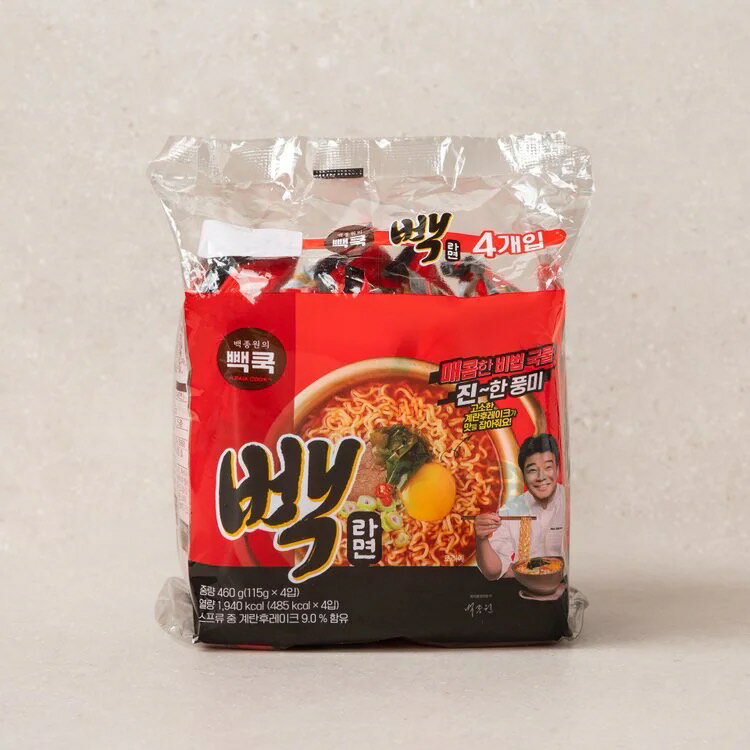 ペクラーメン 115gx4袋 ペク ジョンウォンラーメン　ドボンコリア　韓国ラーメン　インスタント麺　PAIKCOOK　人気商品 2