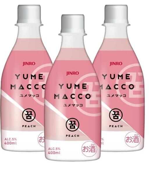 【JINRO】 YUMEMACCO(ユメマッコ）ピーチ味 400ml 3本 マッコリ 韓国お酒　おいしい　人気