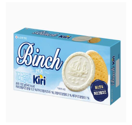 【ロッテ】ビンツ キリクリームチーズ 102g(12P) ×5箱セット チョコレート ビスケット 韓国お菓子 韓国食品 おいしい おやつのサムネイル