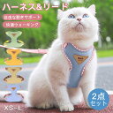 猫 ハーネス 抜けない 胴輪 リード ダブルロック 2点セット メッシュ猫ハーネス 柔らかい 小型犬 猫犬兼用 かわいい 蒸れない 簡単脱着 オールシーズン お...