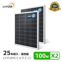 100W ソーラーパネル 2枚入【IEC基準 TUV規格品（ドイツ技術検査認証）】LVYUAN(リョクエン) PERC 高性能 単結晶 太陽光パネル 太陽光チャージ 省エネルギー 車 船舶 屋根 ベランダーに簡単設置可能 災害対策にも最適 モジュール效率：23.0