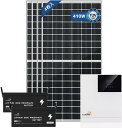 LVYUAN 【セット1つでソーラー発電システムを導入!蓄電容量5.12kWh 発電量6.56kwh】1640Wソーラーパネル発電キット :ソーラーパネル410...