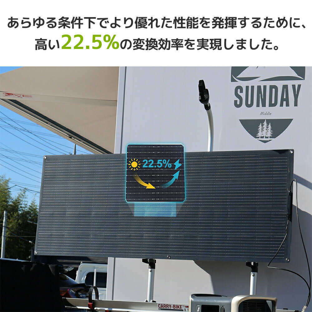 【クーポン適用で6,373円〜】LVYUAN(リョクエン) 単結晶 ETFE 柔性 据置型 100W フレキシブルソーラーパネル 太陽光パネル 曲げ可能 30度湾曲可能 防水防塵 車中泊 野外 災害対策 変換効率23% 超薄型 超軽量 地震停電 防災予備品 車中泊 船 キャンプ 非常用 鳩目付き 3