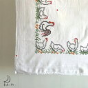 【10%OFFクーポン配布中】【中古】にわとりさんクロス(76×73)テーブルクロス ハンドメイド ヨーロッパ生地 ヴィンテージクロス テーブルウェア ランチョ...