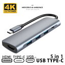 【10%OFFクーポン配布中】Type-c USB ハブ送料無料 Type-c ハブ USB3.0出力 Type-Cハブ HDMI出力 5ポート ノートパソコン...