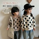 スウェット 兄妹お揃い 水玉 長袖シャツ 姉妹 兄弟 仲良し パーカー スポーツウェア ブラック ストライプ ベージュ コーヒー色 韓国子供服 女の子 男の子 ...