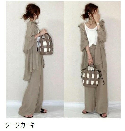 【楽天スーパーSALE】薄手 ボトムス ス 婦人服 女性 レディース ロングパンツ ロングシャツ 長袖シャツ 2点セット 上下セット セットアップ