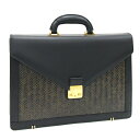 公長斎小菅 ブリーフケース ブラック ゴールド金具 レザー バンブー 中古 書類かばん ビジネス 竹 スーツ メンズ 男性 KOHCHOSAI KOSUGA
