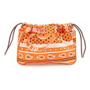 エルメス ポーチ フールビ20 オレンジ シルク100% 中古 バックインバッグ レディース ペイズリー柄 バンダナ HERMES