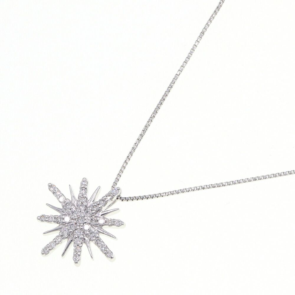 ダイヤモンド ネックレス D0.25ct K18 WG 中古 ペンダント チョーカー 宝石 ジュエリー アクセサリー ストーン レディース 女性 婦人 Diamond