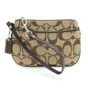コーチ ポーチ シグネチャー ベージュ ブラウン キャンバス レザー 中古 ミニポーチ 小物入れ レディース 女性 COACH