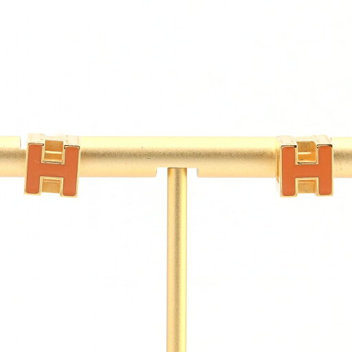 エルメス ピアス カージュドアッシュ Hキューブ ピアス オレンジ ゴールド メタル 中古 ロゴ H スタッド レディース アクセサリー HERMES エルメス ピアス カージュドアッシュ Hキューブ ピアス オレンジ ゴールド メタル 中古 ロゴ H スタッド レディース アクセサリー HERMES